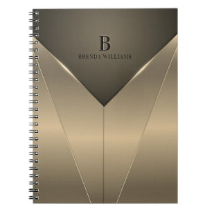 Caderno Espiral Desenho geométrico metálico dourado claro