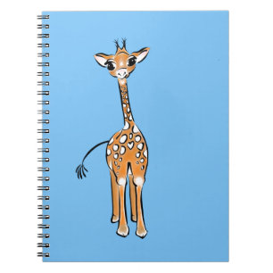 Caderno Espiral Desenho girafa bonito, animais safari