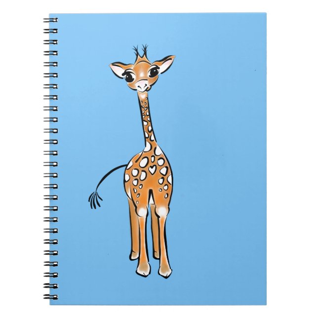Caderno Espiral Desenho girafa bonito, animais safari (Frente)