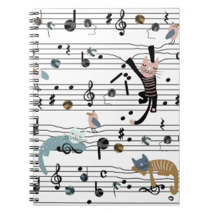 Caderno Espiral Desenho gráfico bonito desenhado à mão, ilustrando