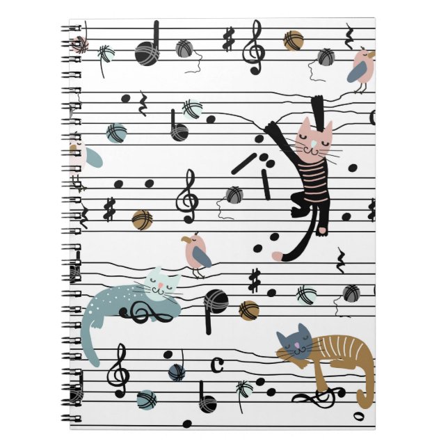 Caderno Espiral Desenho gráfico bonito desenhado à mão, ilustrando (Frente)