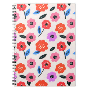 Caderno Espiral Desenho Han de padrão de flores