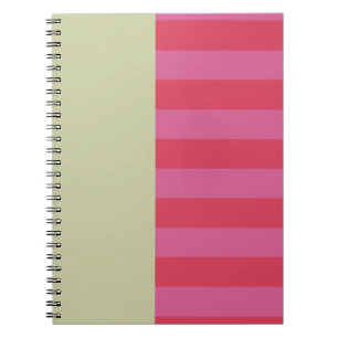 Caderno Espiral Desenho listrado rosa alegre e verde sage brilhant