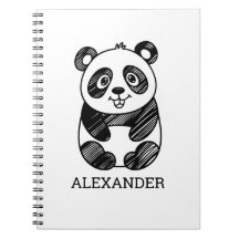 Desenho Minimalista de Panda Fofo em Preto e Branc