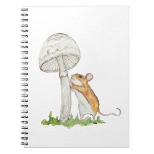 Caderno Espiral Desenho realista de um rato de campo engraçado e c