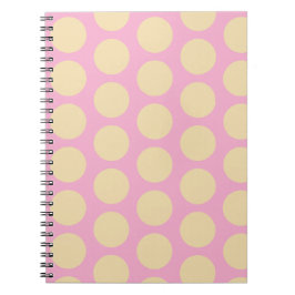 Caderno Espiral Desenho Retro de Bolinhas Rosa e Amarelo 