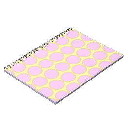 Caderno Espiral Desenho Retro de Bolinhas Rosa e Amarelo