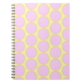 Caderno Espiral Desenho Retro de Bolinhas Rosa e Amarelo