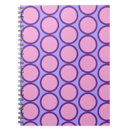 Caderno Espiral Desenho Retro de Bolinhas Rosa Roxo e Amarelo