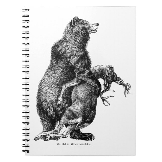 Caderno Espiral Desenho Simples Da Caça Aos Ursos Grizzly (Frente)