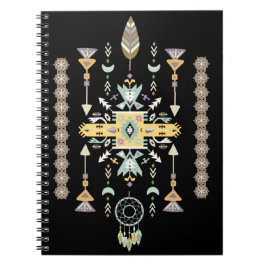 Caderno Espiral Desenho tribal amarelo e verde