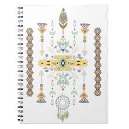 Caderno Espiral Desenho tribal amarelo e verde