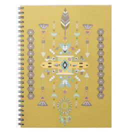 Caderno Espiral Desenho tribal amarelo e verde