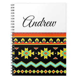 Caderno Espiral desenho tribal brilhante personalizado