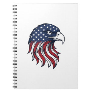 Caderno Espiral Desenho Vetorial da Bandeira da Águia Patriótica p
