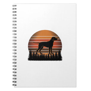 Caderno Espiral Desenho Vetorial de Cachorro de Caça Vintage Flore