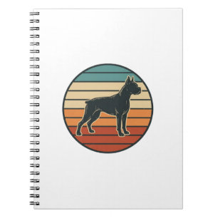 Caderno Espiral Desenho Vetorial de Xilogravura de Boxer Antigo ao