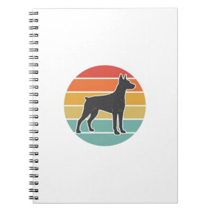 Caderno Espiral Desenho Vetorial Silhueta Cachorro Vintage Pôr do