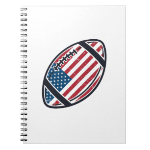 Caderno Espiral Desenho Vetorial Vintage de Futebol Americano Patr
