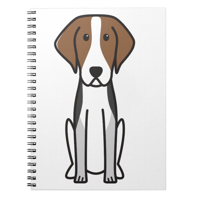 Caderno Espiral Desenhos animados do cão do Foxhound americano (Frente)