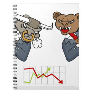 Caderno Espiral Desenhos animados do mercado de valores de acção
