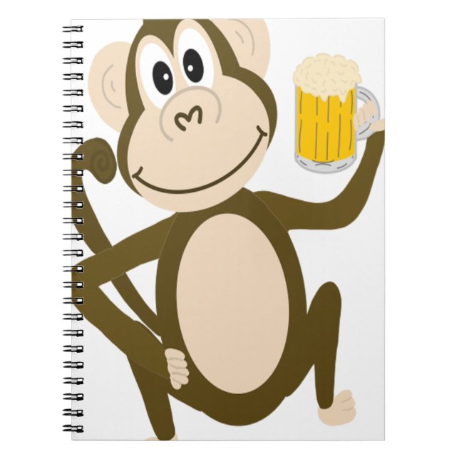 Caderno Espiral Desenhos animados engraçados da cerveja do bebendo (Frente)
