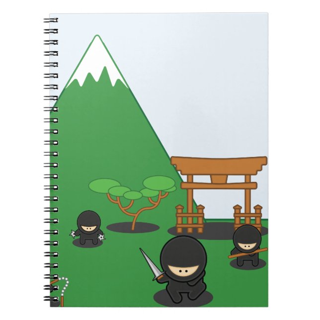 Caderno Espiral Desenhos animados Ninjas (no campo) (Frente)
