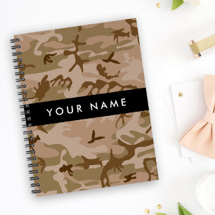 Caderno Espiral Desert Camouflage Patterno, seu nome, Personalize