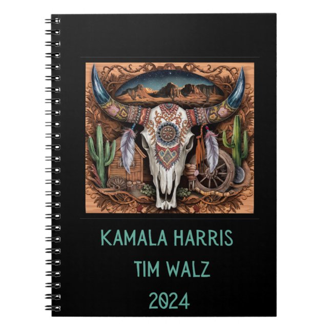 Caderno Espiral Deserto de Chifres Crânio. Harris-Walz. Branco (Frente)