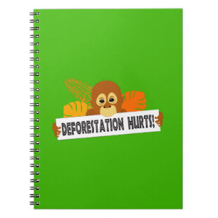 Caderno Espiral Desflorestação de conservação animal de Orangutan 