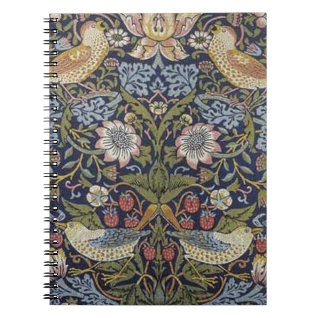 Caderno Espiral Design 1883 do ladrão da morango de William Morris (Frente)