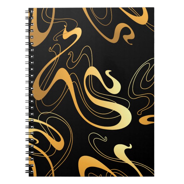 Caderno Espiral Design abstrato amarelo e preto clássico (Frente)