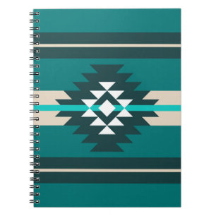 Caderno Espiral Design asteca de cor turquesa
