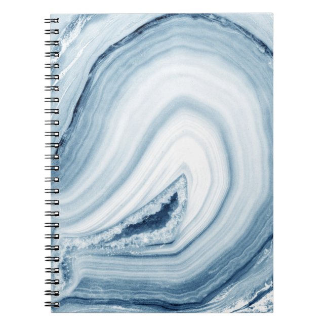 Caderno Espiral Design azul da ágata (Frente)