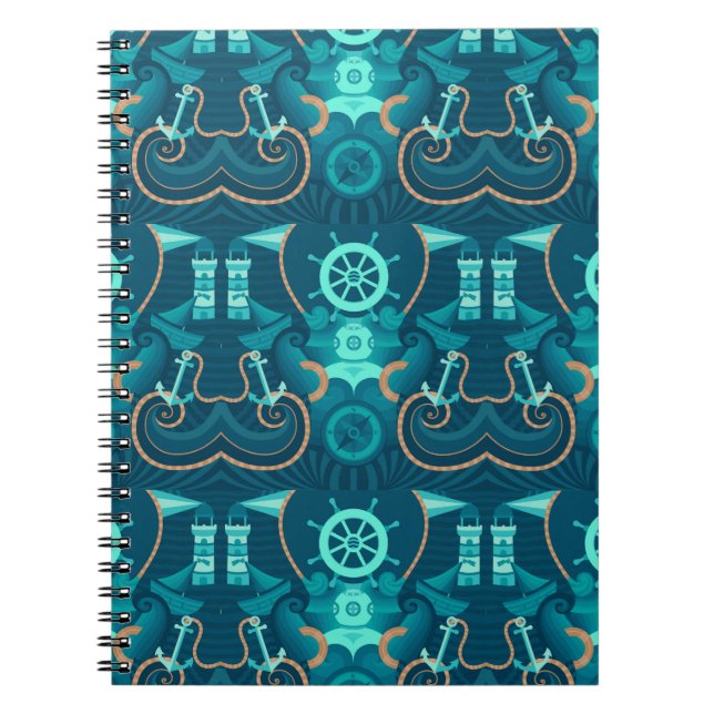 Caderno Espiral Design azul náutico (Frente)