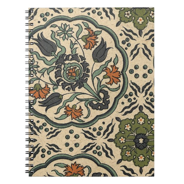Caderno Espiral Design Azulejo Floral Persa Decorativo (Frente)