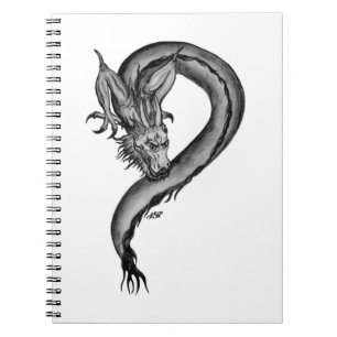 Caderno Espiral Design branco e preto do dragão