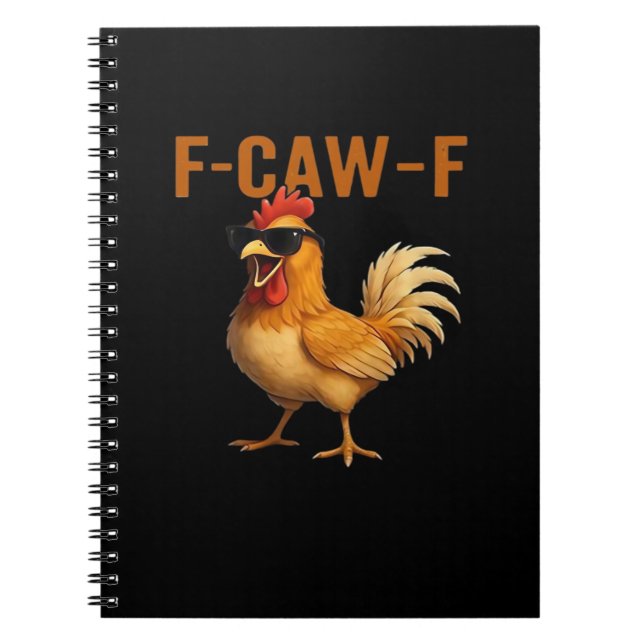 Caderno Espiral Design Clássico Estético de Frango F-Caw-F (Frente)