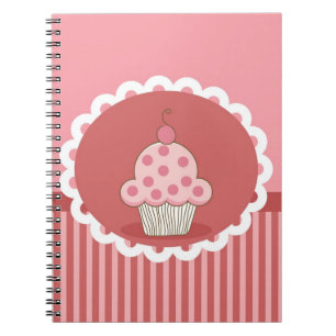 Caderno Espiral Design cor-de-rosa do cupcake