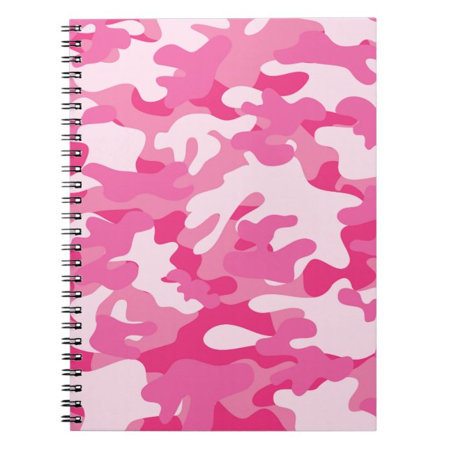 Caderno Espiral Design cor-de-rosa e branco de Camo (Frente)