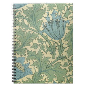 Caderno Espiral Design da "anêmona" (matéria têxtil)