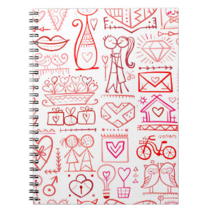 Caderno Espiral design da placa de dia de os namorados. Fama de Am