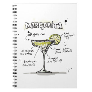 Caderno Espiral Design da receita da bebida de Margarita