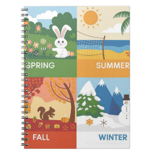 Caderno Espiral Design de 4 Estações, Cute e Educacional