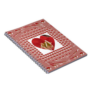 Caderno Espiral Design de 4 Momentos Especiais da Flor Vermelha Ro