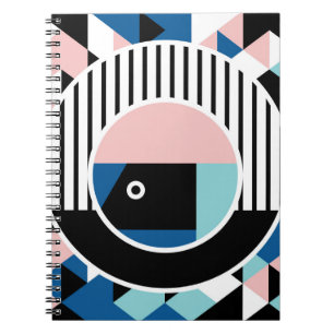 Caderno Espiral Design de abstrato de Memphis. Marca geométrica fa