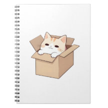 Design de Adesivo Kawaii de Gato Fofo em uma Caixa