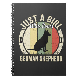 Caderno Espiral Design de Amante de Cachorro Menina Pastor Alemão