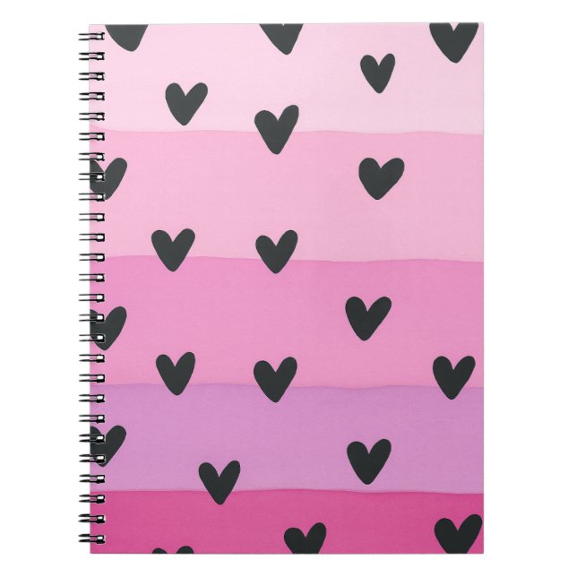 Caderno Espiral Design de Aquarela com temática cardíaca (Frente)