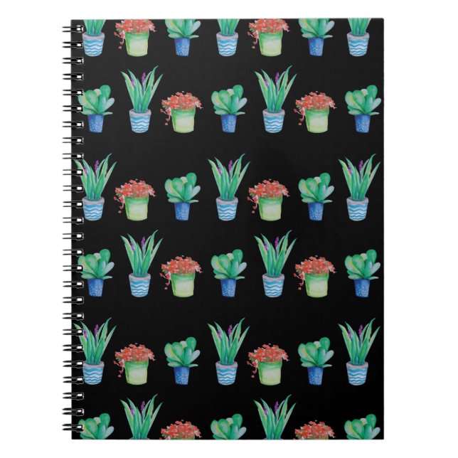 Caderno Espiral Design de Aquarelas e Succulções (Frente)